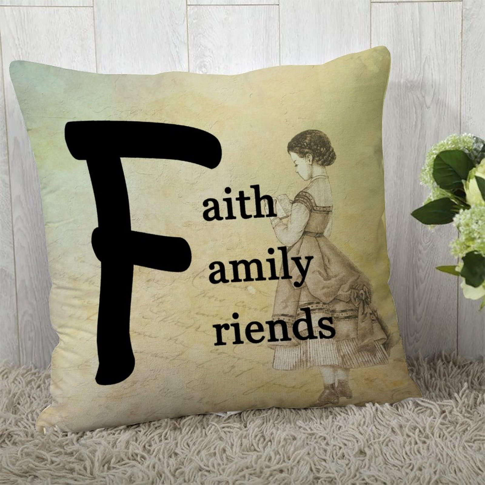 Unique Faith Family Friends Throw Pillow Covers 18x18 Inch - Inspirational Home Decor for Living Room, Bedroom & Office - Perfect Gift for Grandparents, Transportation Managers & Special Occasions