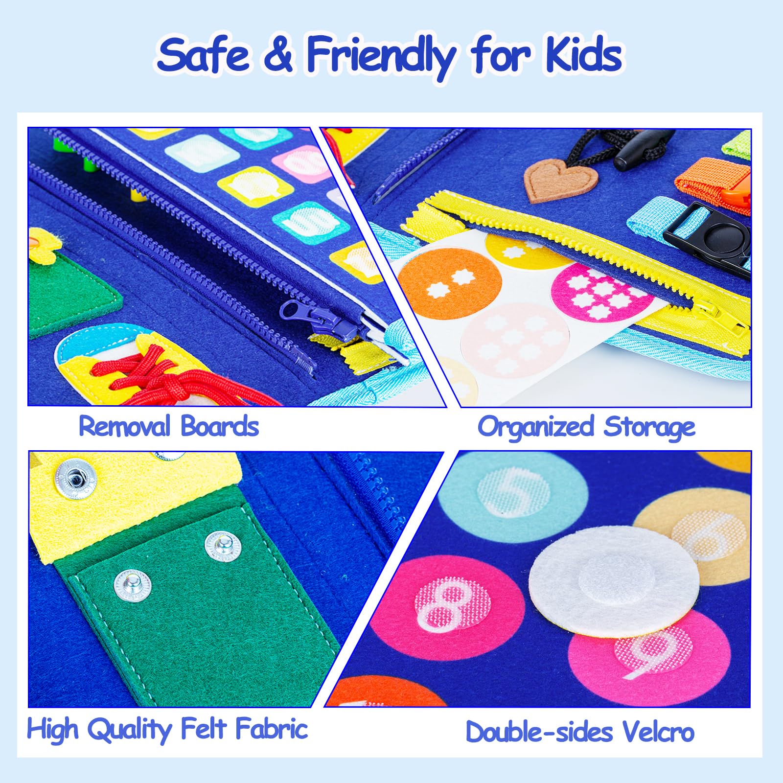 Montessori Busy Board for Toddlers 1-4 Years - Sensory Learning Toys for Boys & Girls - Educational Travel Toys for Airplane & Car - Perfect for Fine Motor Skills Development & Quiet Playtime