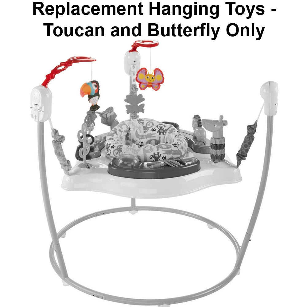 Fisher-Price Animal Activity Jumperoo Replacement Parts - FFJ00 Baby Activity Center with Hanging Toys (Toucan & Butterfly) - Perfect for Playtime, Learning & Motor Skill Development
