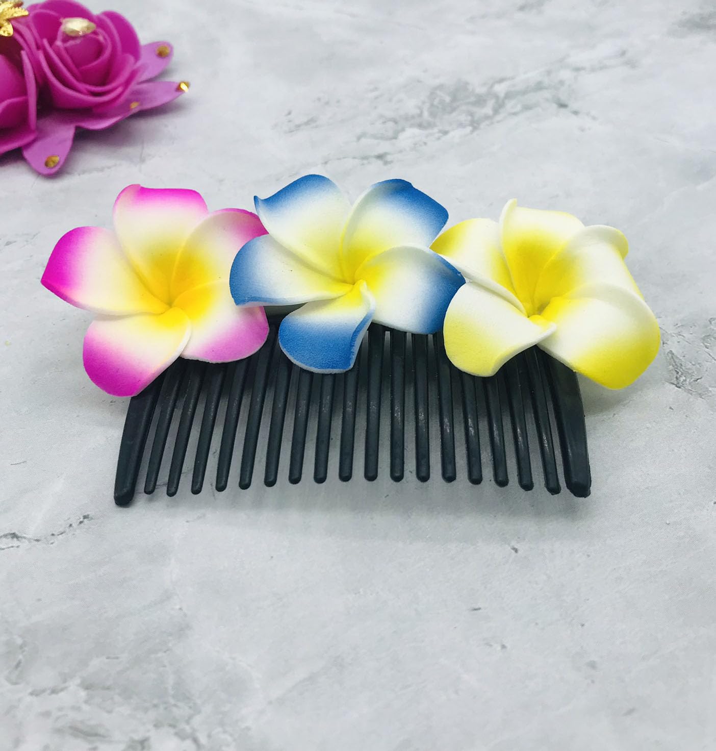 Gadinfashion™ Artificial Flower Juda Comb - Elegant Side Hair Clips for Women & Girls - Wedding & Party Hair Accessories - Multicolor (Pack of 1) - Perfect for Bridal, Prom, and Special Occasions