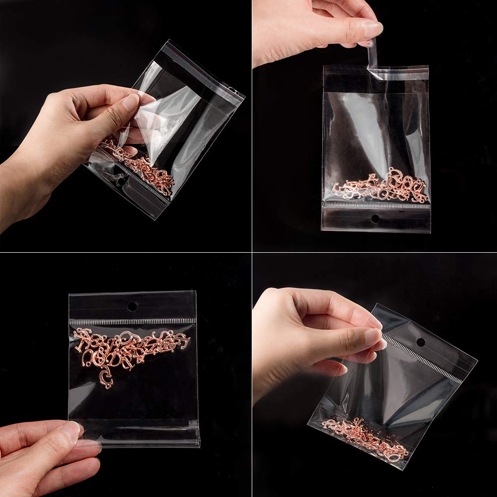 400 pcs 3.5 x 3.3 Inch Clear Resealable Plastic Bags - Self Sealing OPP Treat Bags with Hang Hole for Bakery, Cookies, Soap & Gifts | 1.3 Mil Thick | Perfect for Packaging, Storage & Retail Display