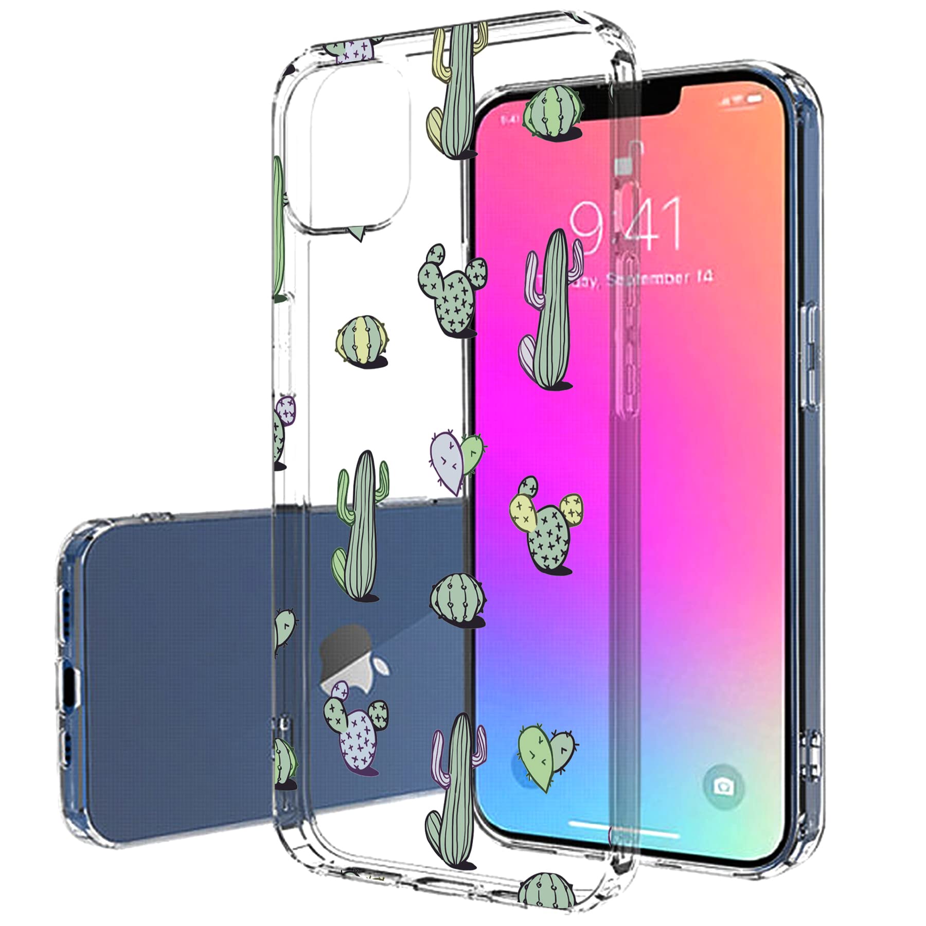 Slim Thin Gel TPU Case for Apple iPhone 13 Pro Max - Cactus Design, Lightweight Flexible Soft Protective Cover - Anti-Scratch Phone Case Made in USA - Perfect for Daily Use, Travel & Outdoor Activities