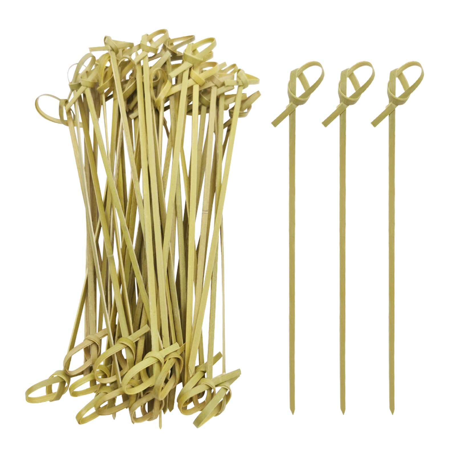 Premium Blue Top Bamboo Cocktail Skewers - 6 Inch Pack of 400 with Looped Knot - Eco-Friendly Toothpicks for Appetizers, Cocktail Parties, BBQ Snacks, Club Sandwiches, Fruits & Drinks - Perfect for Entertaining, Catering & Home Use