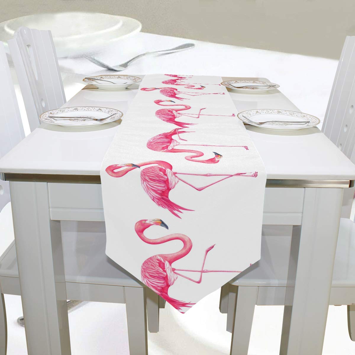 Stylish Pink Flamingo Table Runner 13x70 Inch - Waterproof Polyester Home Decor for Dining Table, Coffee Table - Perfect for Family Dinners, Indoor/Outdoor Parties, Bridal Showers & Summer Decorations