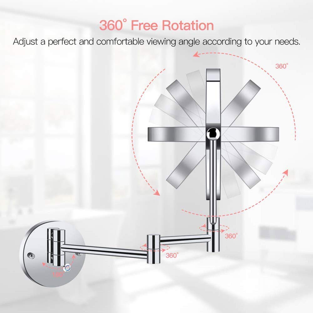 10X Magnifying Makeup Mirror with Dimmable LED Lights - Touch Screen Wall Mounted Bathroom Mirror for Shaving & Makeup Application - Perfect for Vanity, Dressing Room & Spa (UK Plug)