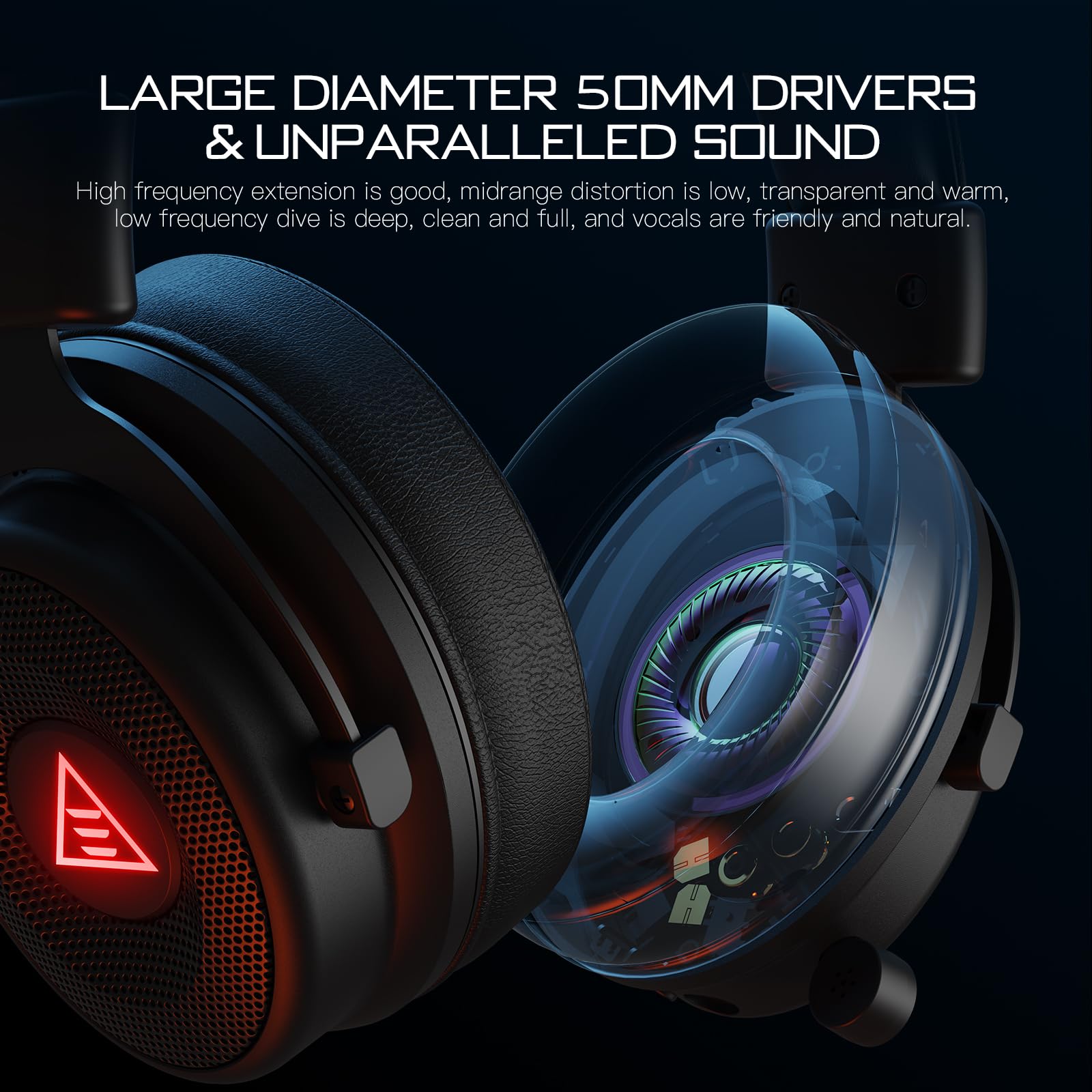 EKSA Wireless Gaming Headset with Microphone - 7.1 Surround Sound, 20ms Ultra-Low Latency, 50Hr Battery for PC, PS4, PS5, Laptop - Perfect for Competitive Gaming & Long Streaming Sessions