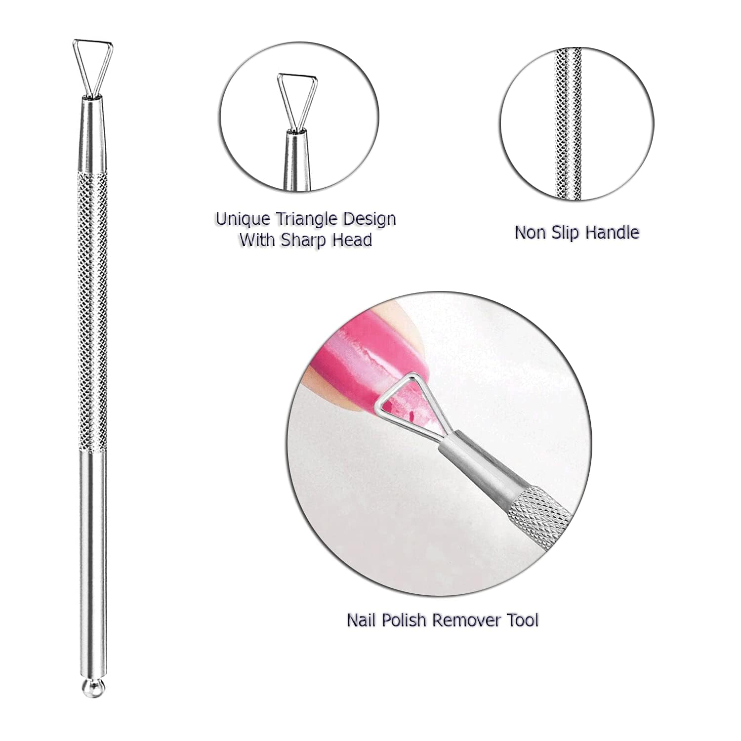 ARMIZ 2-Pack Stainless Steel Cuticle Pusher & Nail Polish Remover Kit - Double-Ended Cuticle Tool & Triangle UV Gel Remover for Professional Nail Art & Manicure | Perfect for Home & Salon Use