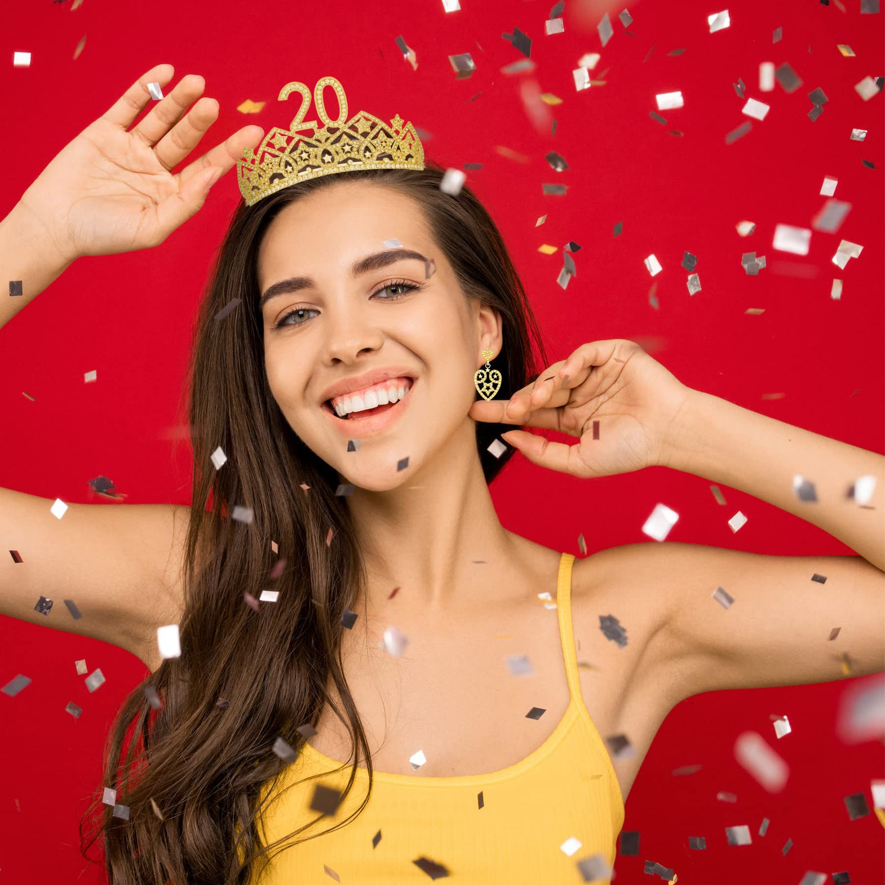 20th Birthday Tiara and Sash Set for Women - Sparkling 20 & Fabulous Crown with Birthday Sash - Perfect 20th Birthday Gift for Girls - Gold/Silver/Pink Options - Great for Birthday Parties, Photo Shoots, and Milestone Celebrations