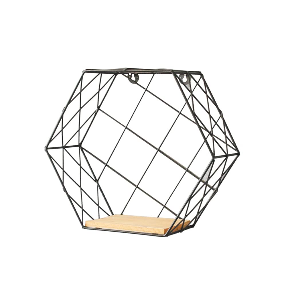 Hexagonal Mesh Wall Shelf - Cabilock Wall Mounted Display Holder & Storage Rack for Home Organization | Perfect for Bathroom, Bedroom, Kitchen & Office Decor
