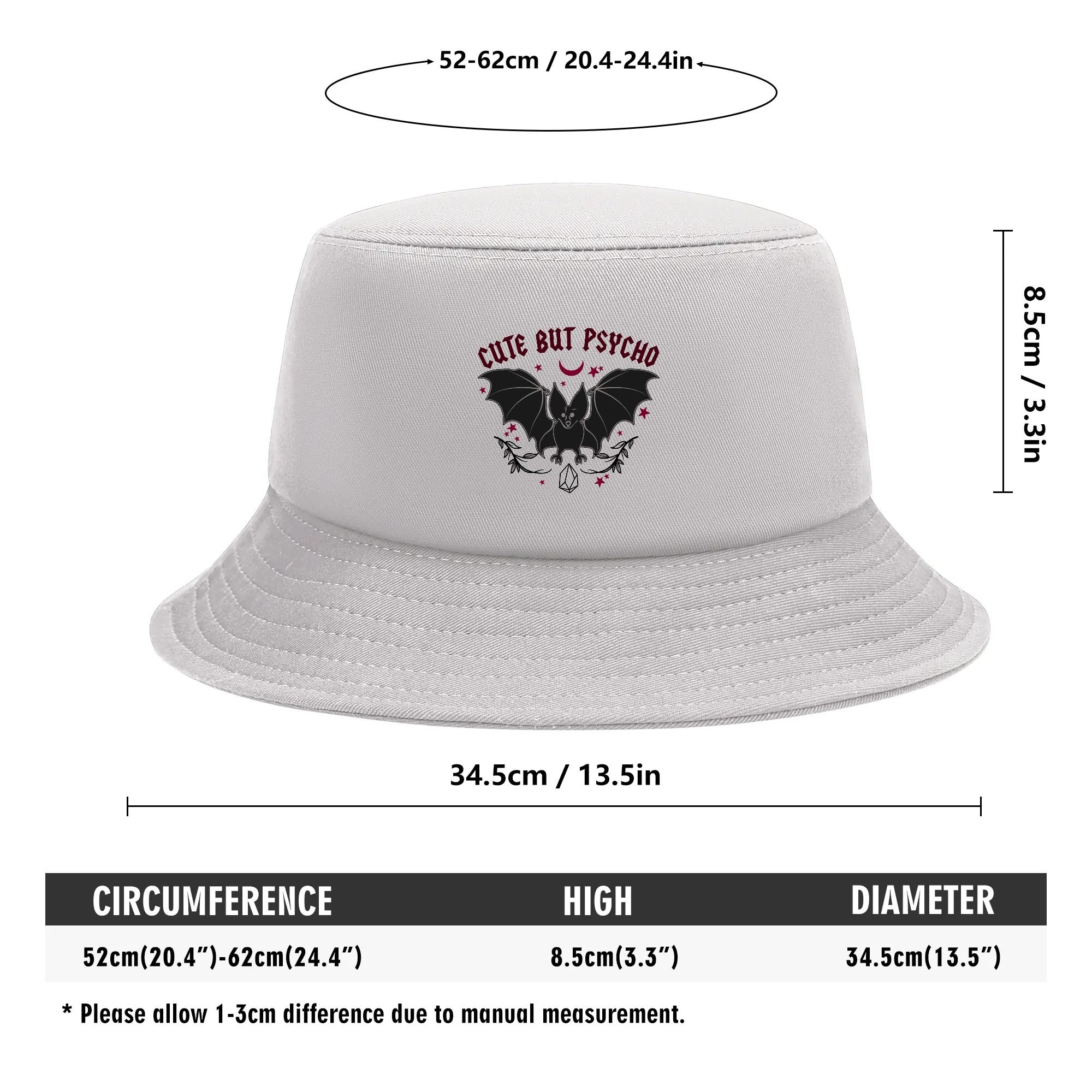 Cute But Psycho Bucket Hat - Trendy Unisex Sun Hat for Women & Men - Perfect for Beach, Music Festivals & Outdoor Adventures