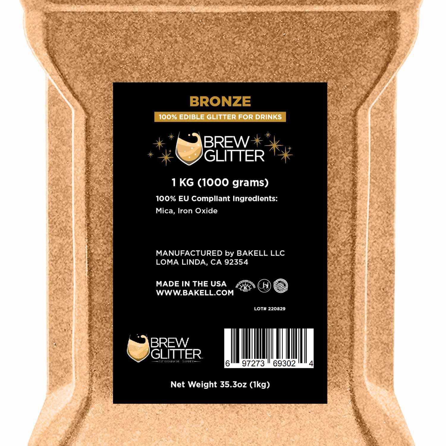 Premium Bronze Brew Glitter® - FDA Approved Cosmetic Grade Glitter for Soap, Bath Bombs & DIY Crafts (Bulk Size 1LB) - Perfect for Home Spa, Candle Making & Resin Art Projects