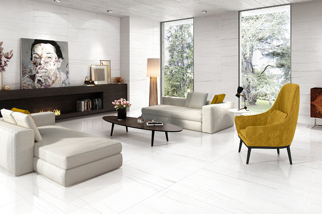 Premium Honed White Marble Tile 800x400mm - Elegant Flooring & Wall Covering for Bathroom, Kitchen, and Living Room Decor