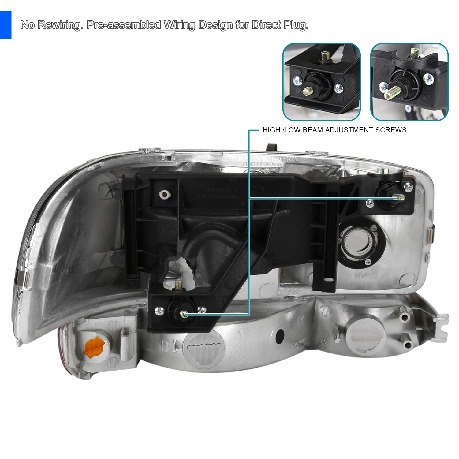 Spec-D Tuning Chrome Headlights with Corner Bumper Lamps & 8-LED Fog Lights - Compatible with GMC Yukon XL (Left & Right Pair) | Durable Headlamp Assembly for Off-Roading & Night Driving