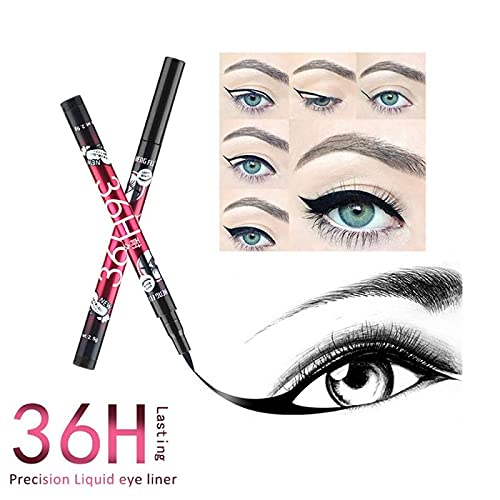 D.B.Z. 36H Black Waterproof Liquid Eyeliner - Long Lasting Smudge Proof Eye Makeup Pencil - Professional Eyeliner for Winged Liner & Eye Shadow - Perfect for Daily Use, Party & Special Occasions (Pack of 2)