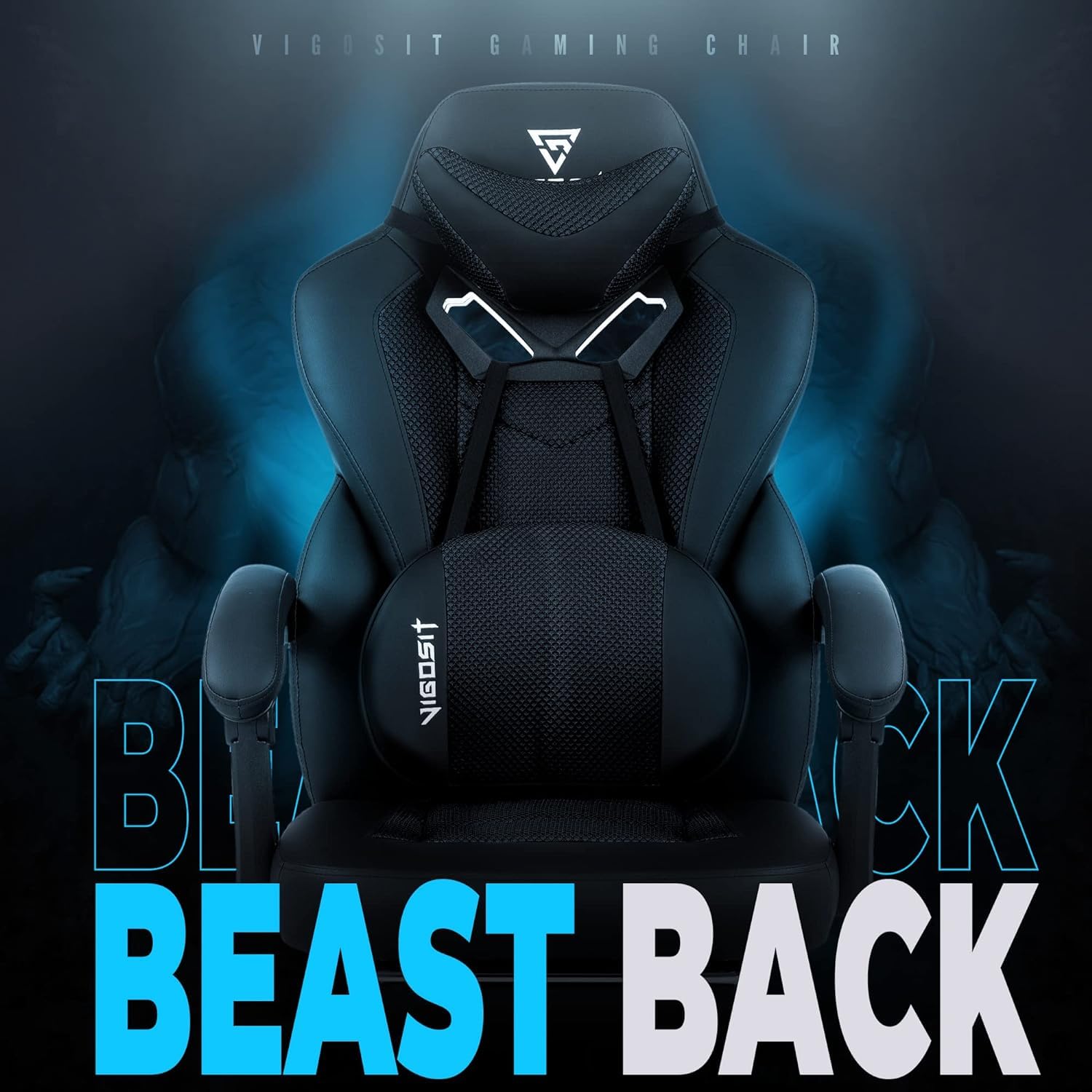 Premium Ergonomic Gaming Chair for Adults - Heavy Duty Reclining Office Desk Computer Chair with Adjustable Lumbar Support, Footrest & Massage Function - Big and Tall Mesh Gamer Chair (Black) - Perfect for Long Gaming Sessions, Work from Home & Esports Tournaments