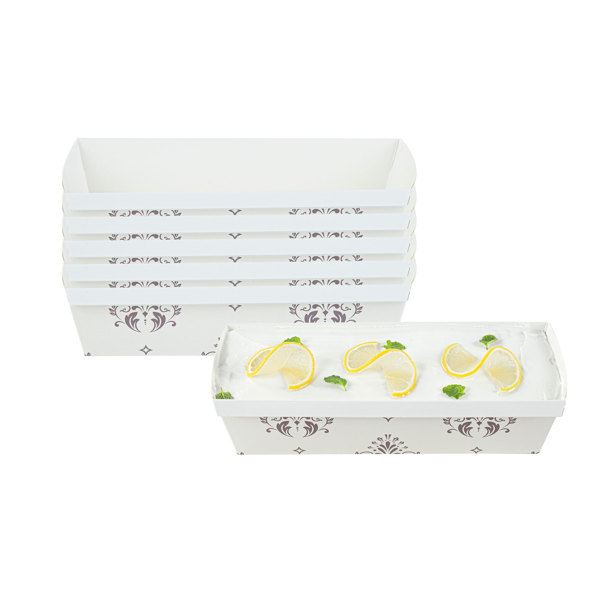 Bake Tek 42 oz Beige Vintage Floral Paper Loaf Pan - Greaseproof & Non-Stick, 10 x 3.5 x 2.5 Inches, 100 Count Bulk Pack for Baking Bread, Cupcakes & Muffins - Perfect for Home Bakeries, Parties & Holiday Treats