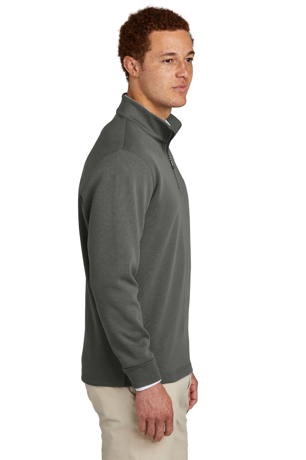 Brooks Brothers Men's Double Knit 1/4 Zip Pullover Sweater - Windsor Grey [Lane & Waterman] | Casual Office Wear & Autumn Layering