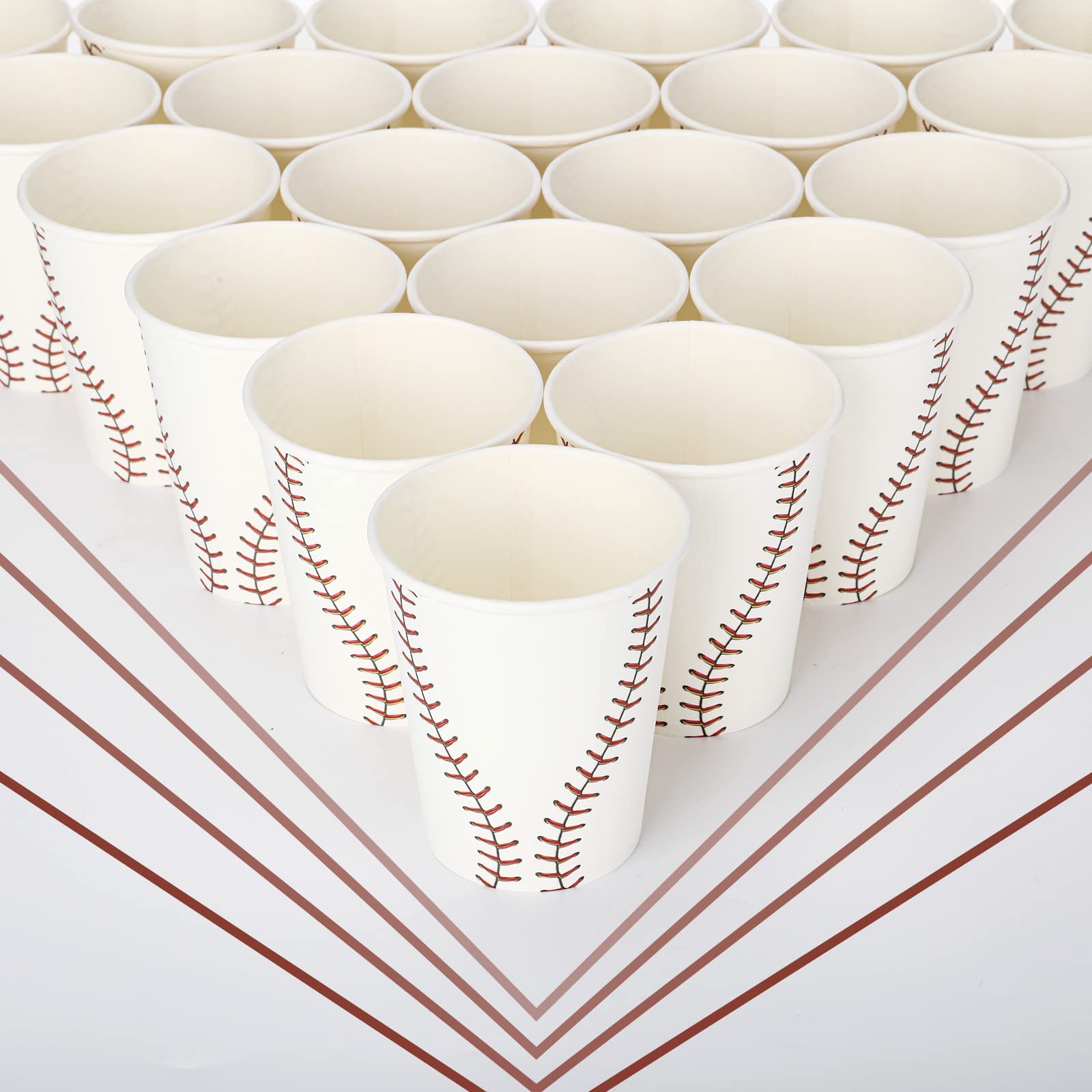 Teling 100-Pack 9oz Baseball Party Cups - Disposable Paper Drinking Cups for Sports Themed Birthday Parties, Game Day Decorations & Team Celebrations - Perfect for BBQs, Tailgates & Sports Events