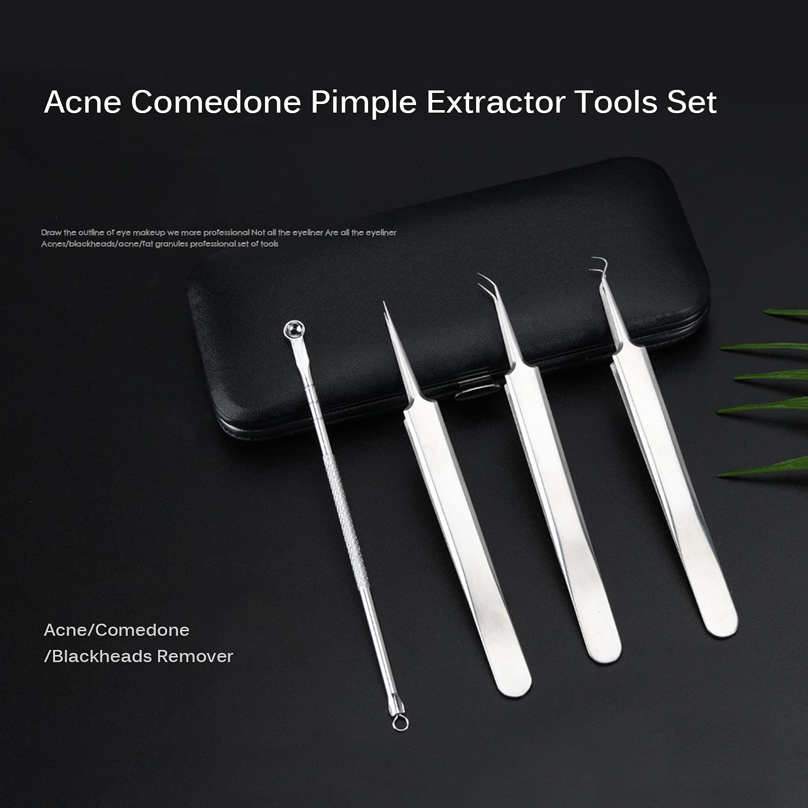 Ankeer 4Pcs Blackhead Remover Kit - Acne Comedone Pimple Extractor Tool Set with Storage Case for Facial Skin Care, Blackhead Tweezers & Blemish Cleaner - Perfect for Home Spa & Professional Use