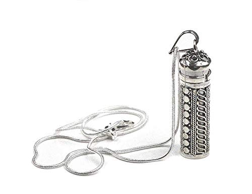 Elegant Sterling Silver Perfume Bottle Pendant Necklace - Essential Oil Bottle & Cremation Ash Keepsake - Perfect for Memorial Jewelry, Aromatherapy & Special Occasion Gifts