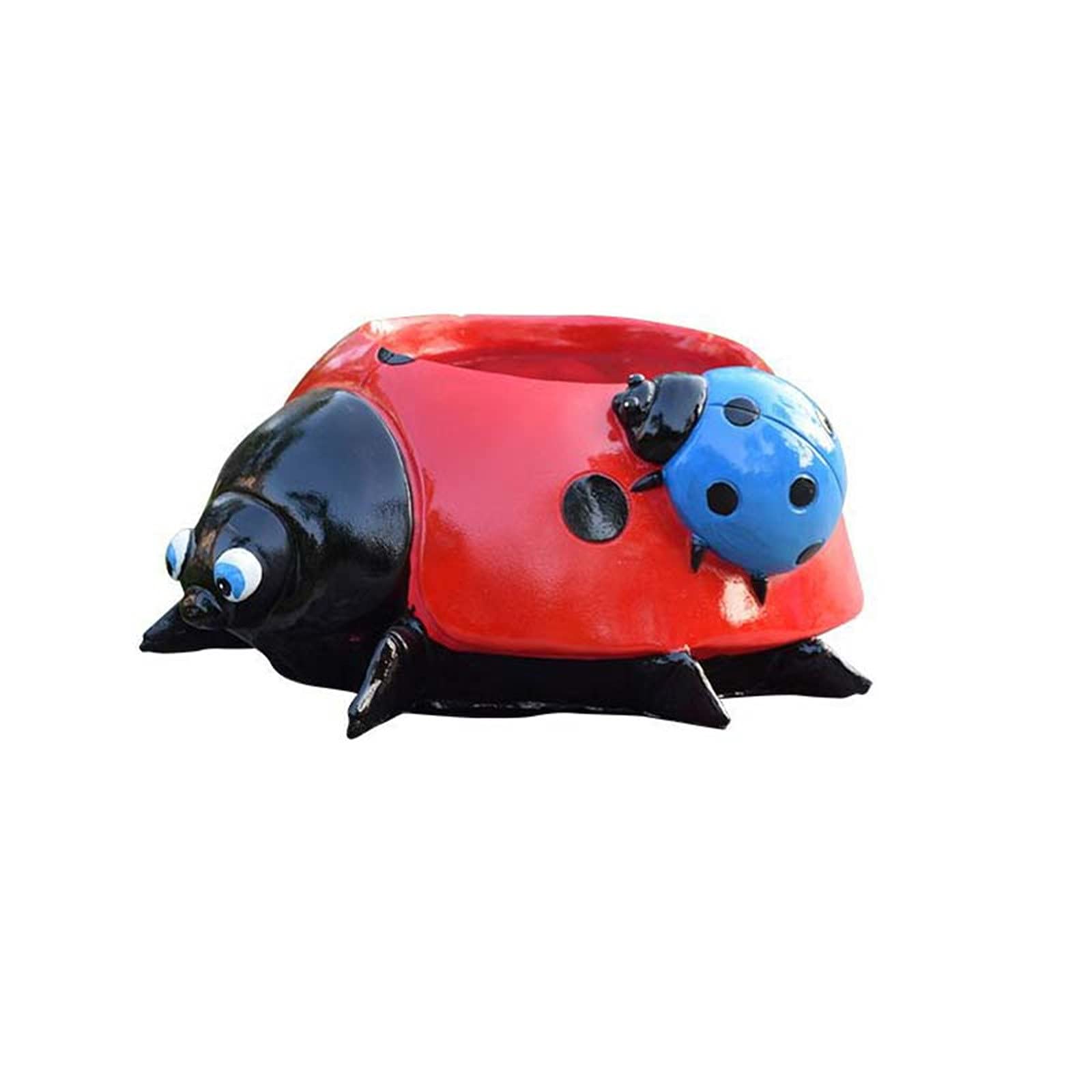 Whimsical Ladybug Flower Pot - Cute Resin Garden Decor for Outdoor Plants, Lawn & Yard - Summer Garden Sketches Simulation - 6 x 4 x 2 inch Red - Perfect for Patio Decor, Flower Bed Accents & Gift Ideas