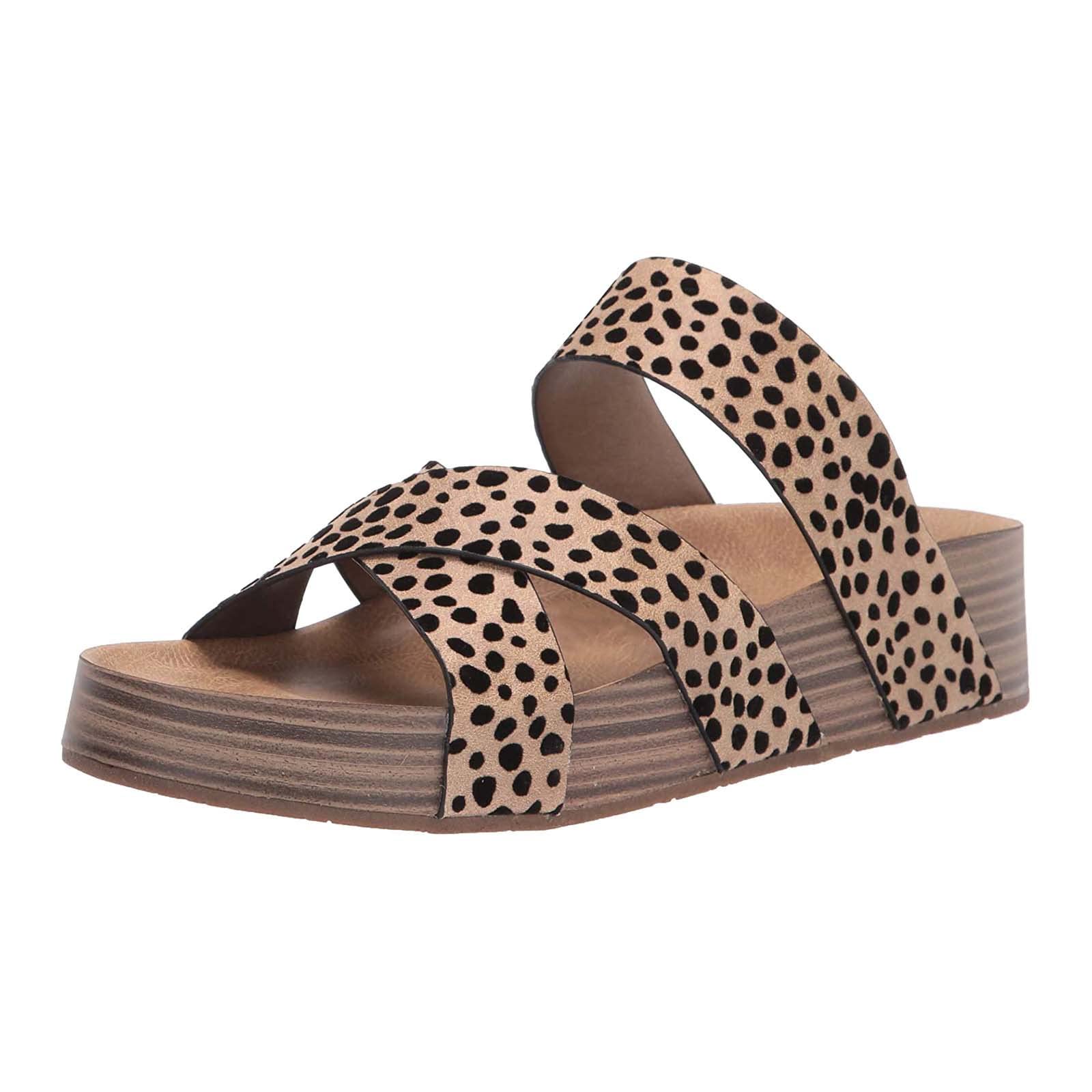 Women's Comfortable Wedge Sandals - Soft Bohemian Beach Wedding Slides with Lace-Up Design for Walking, Travel & Outdoor Events