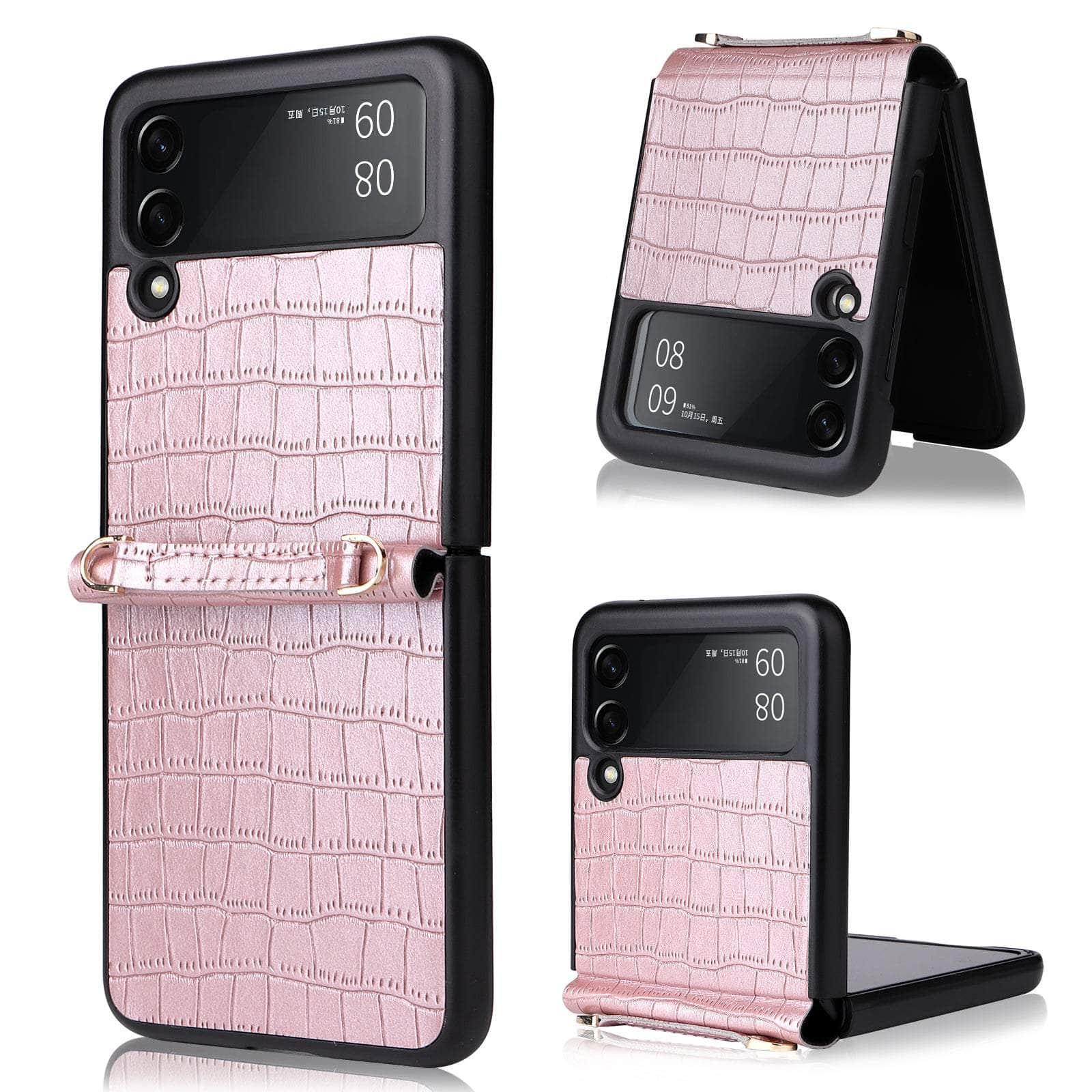 Samsung Galaxy Z Flip 3 Leather Case with Hand Strap - Protective Cover for Everyday Use, Commuting & Travel