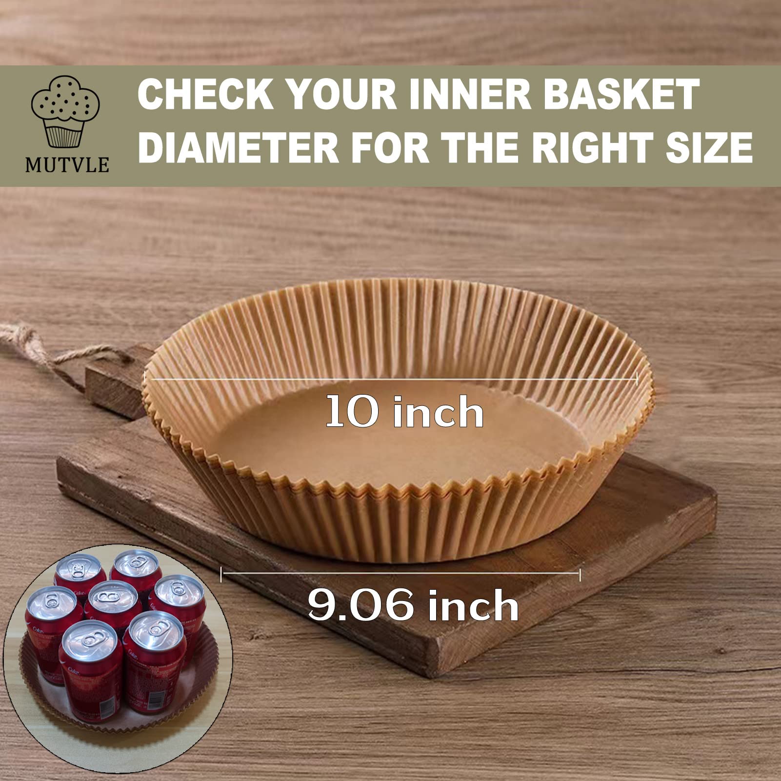 10 Inch XXL Air Fryer Disposable Paper Liners - 100Pcs Non-Stick Parchment Baking Sheets for 7QT Air Fryer | Food Grade, Round Shape | Perfect for Roasting, Baking & Reheating
