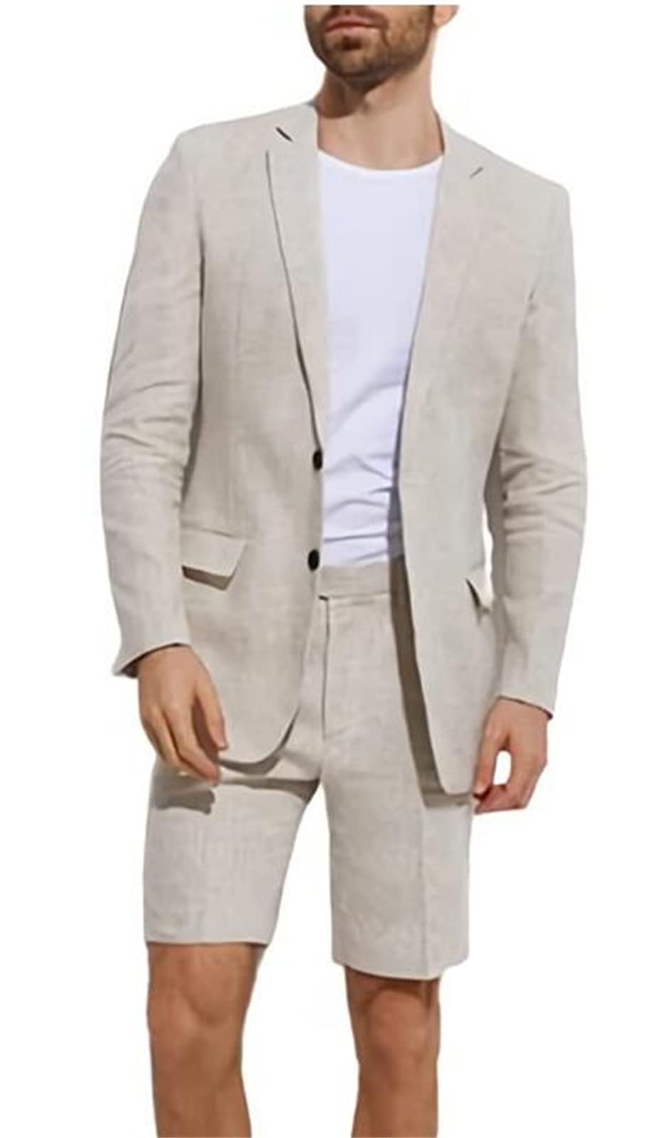Men's Linen Suit Set - Summer Business Wedding Tuxedo (Jacket & Pants) | Office Wear, Groom Attire & Formal Occasions