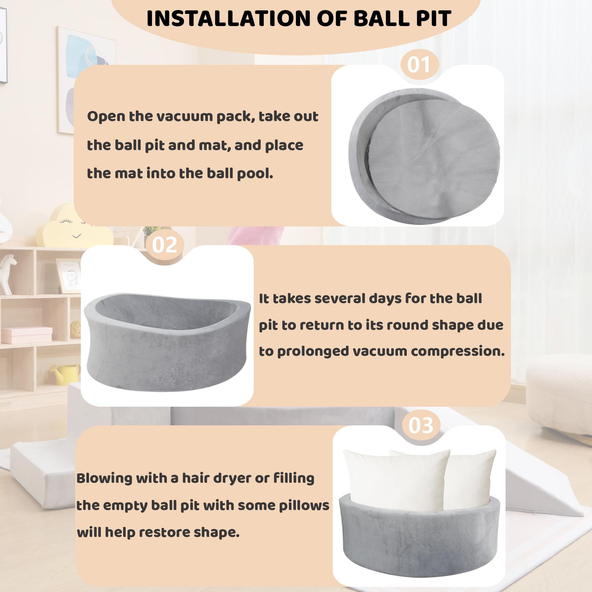 Soft Foam Ball Pit with Play Blocks for Toddlers & Kids - Indoor/Outdoor Climbing Structure with Ball Pool, Stairs & Slope - Perfect for Playrooms, Daycares & Backyard Fun