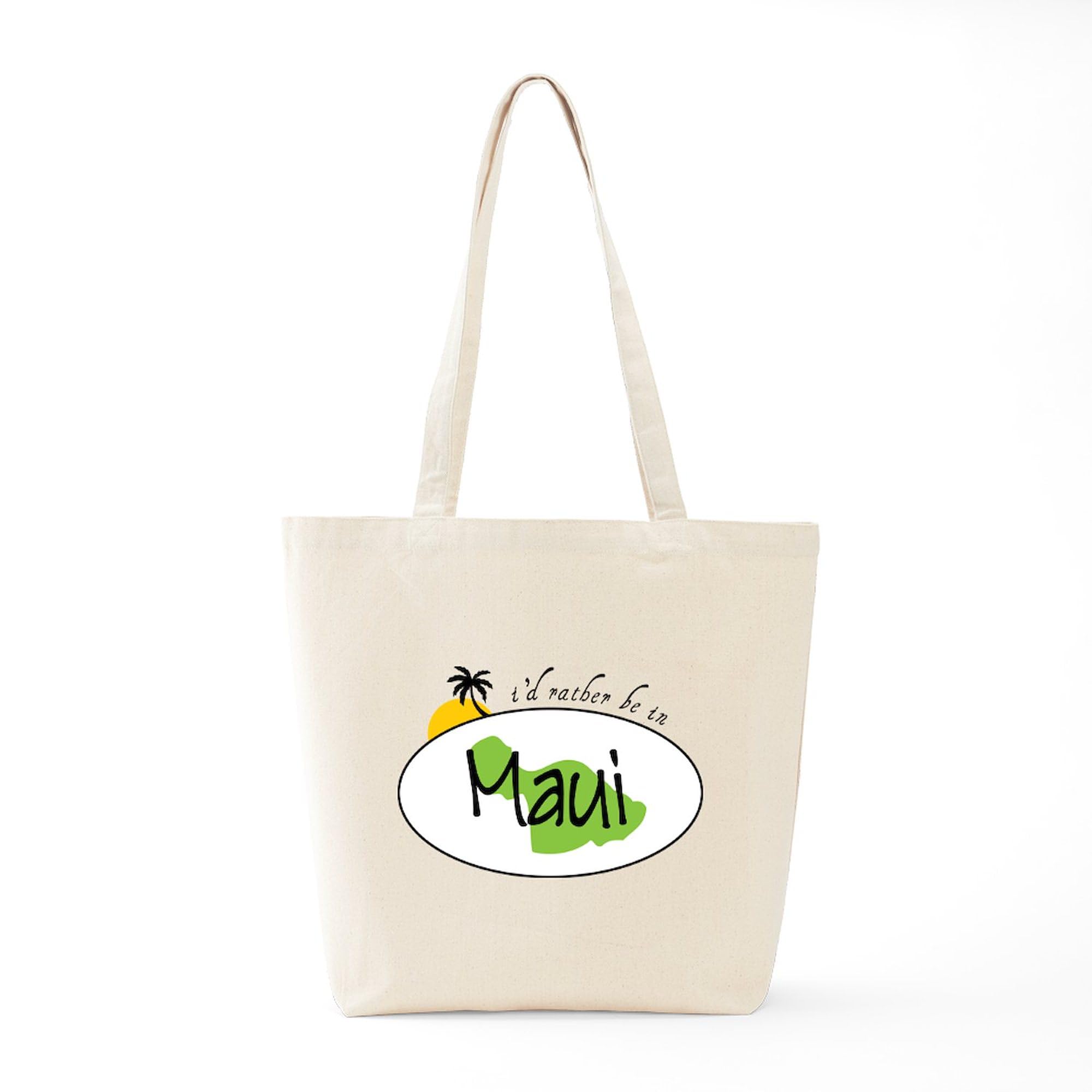 Eco-Friendly Natural Canvas Tote Bag - Reusable Shopping Bag with 'Rather Be In Maui' Print | Perfect for Groceries, Beach Trips & Daily Use