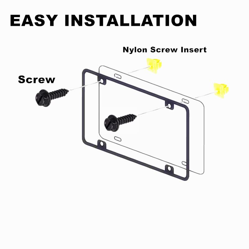 Black Stainless Steel License Plate Screw Kit - Rustproof Fasteners for Cars, SUVs, Trucks