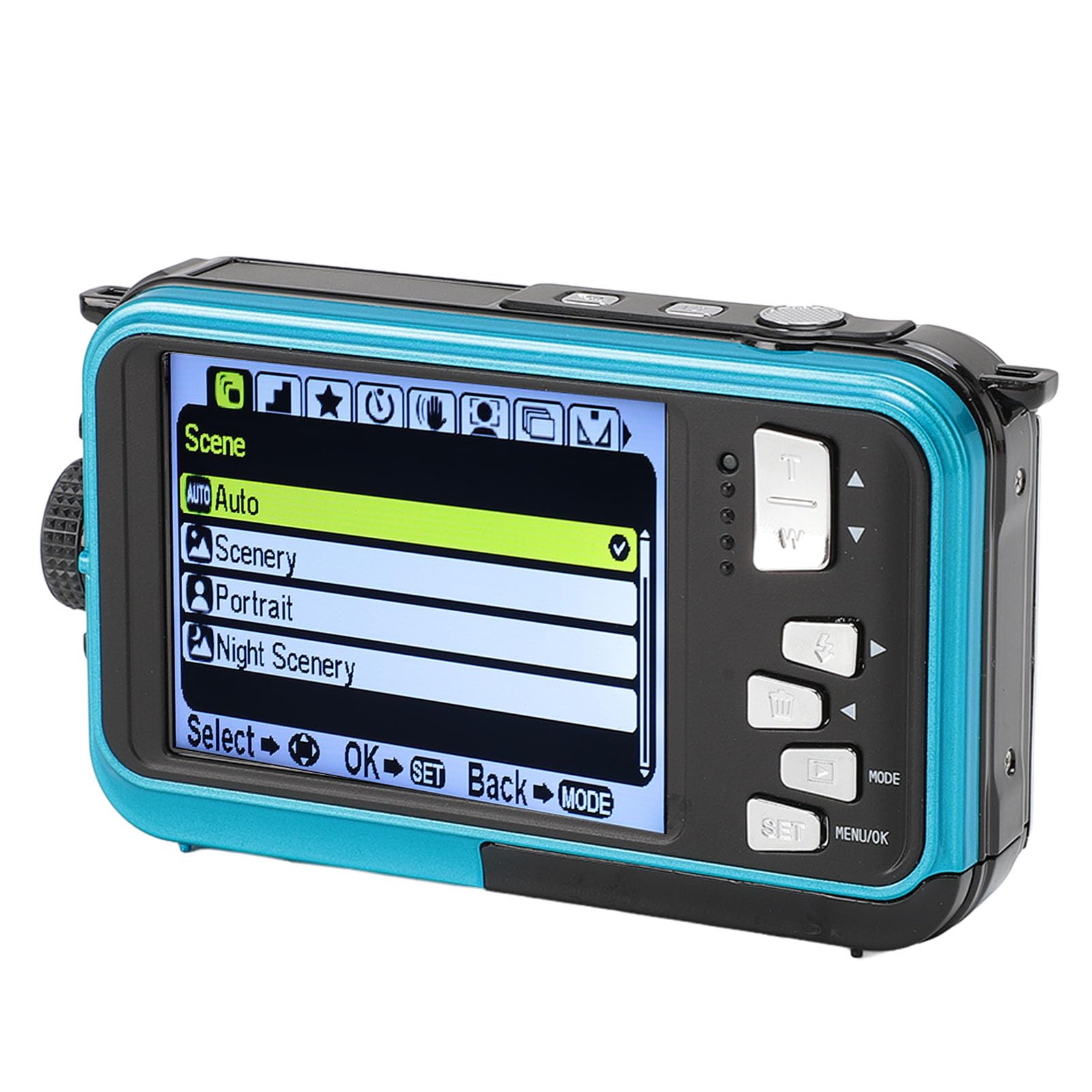 4K 56MP Waterproof Underwater Camera with Dual Screen - 10ft Depth Rating, Continuous Recording While Charging - Perfect for Snorkeling, Diving & Beach Adventures (Blue)