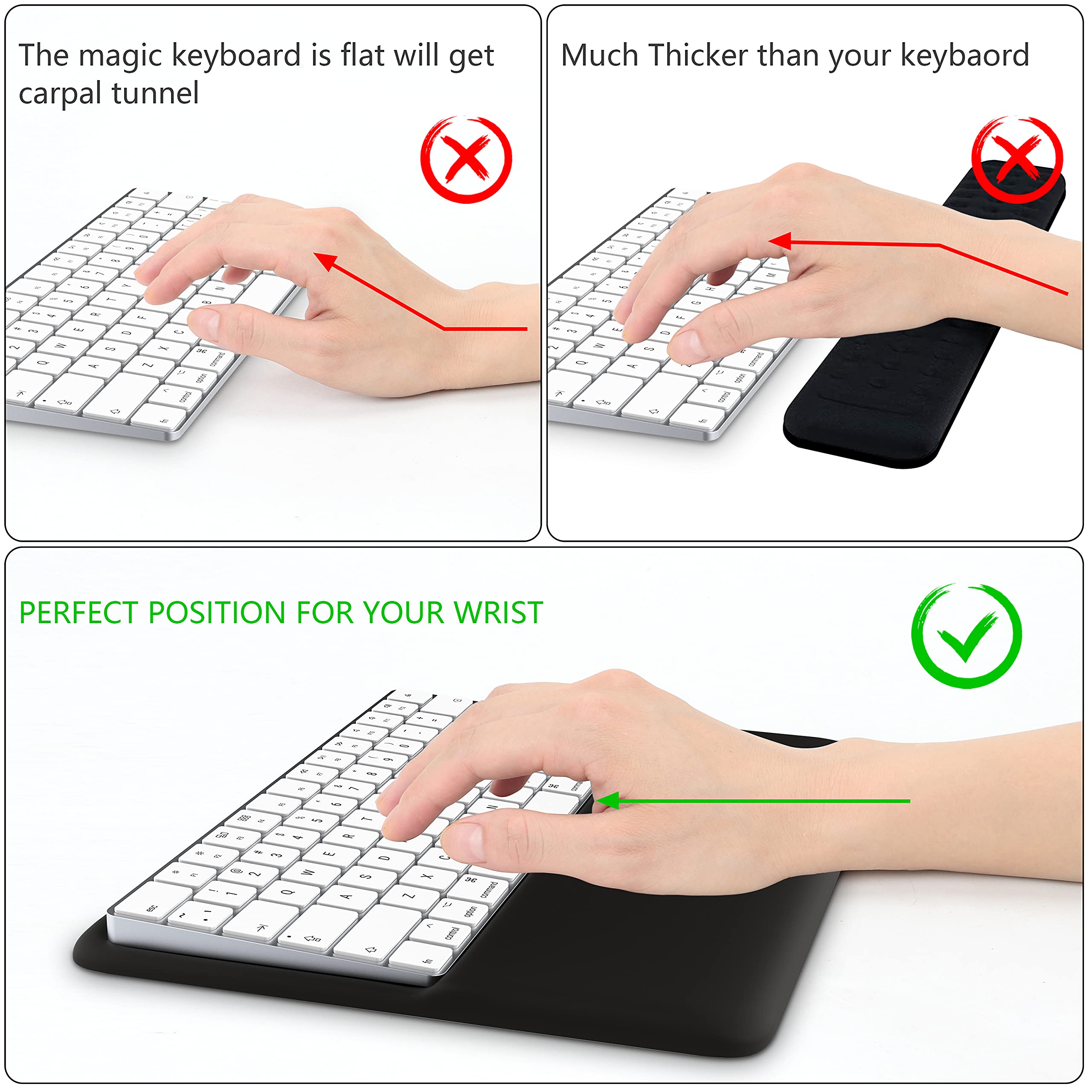 HONKID Wrist Rest for Magic Keyboard 2 & Touch ID - Ergonomic Support for Office & Gaming
