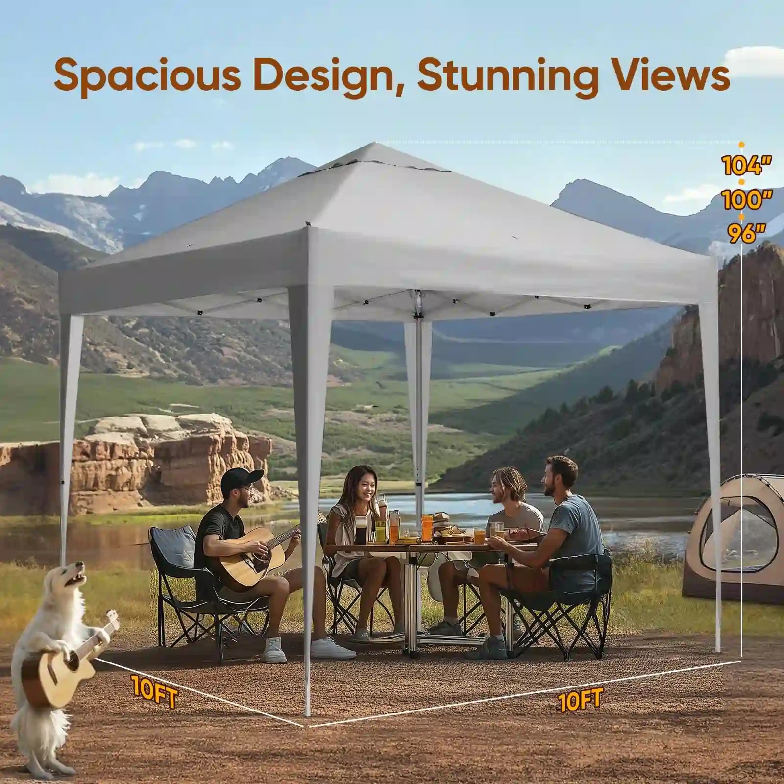 10' x 10' EZ Up Pop Up Canopy Tent with No Side Walls - Instant Shelter for Outdoor Events, Camping, Beach, Backyard Parties & Farmers Markets