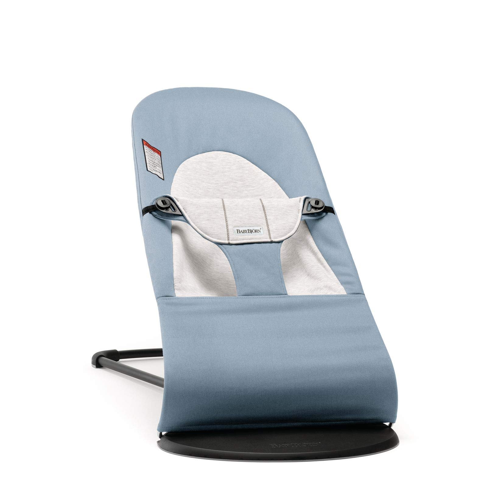BabyBjörn Bouncer Balance Soft - 2-in-1 Adjustable Baby Bouncer & Toddler Chair (8-29 lbs) | Blue/Gray Woven Jersey Fabric | 4 Recline Positions | Lightweight Portable Infant Seat for Newborns to Toddlers | Perfect for Nursery, Living Room & Travel