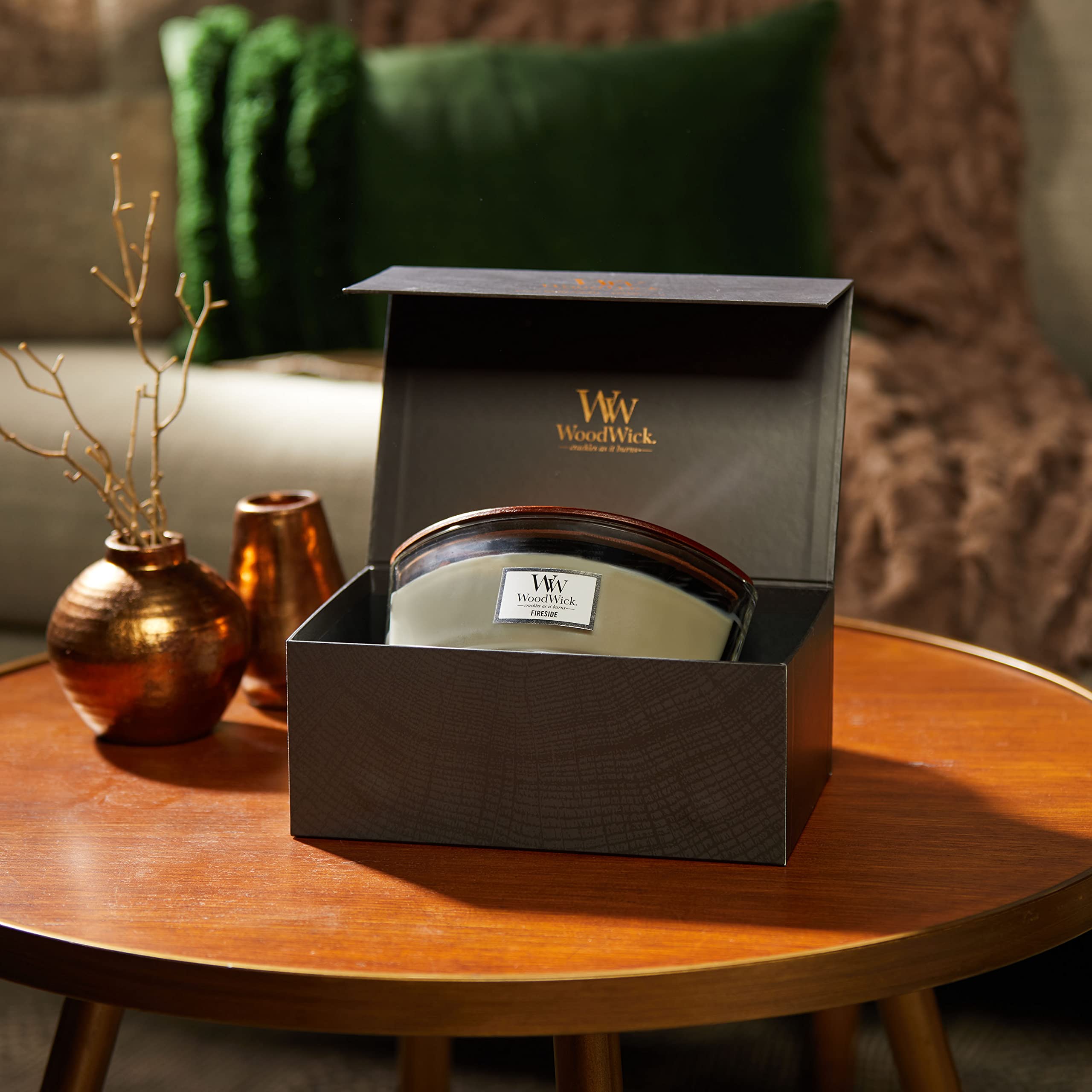WoodWick Scented Candles Gift Set - Fireside Ellipse Scented Candle with Crackling Wick, 50 Hours Burn Time, Aromatherapy Candle for Home, Relaxation & Romantic Ambiance | 1 Count