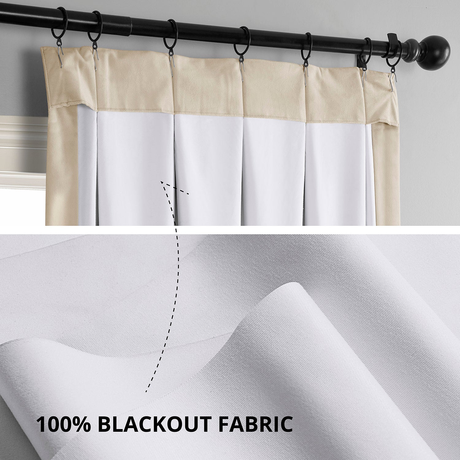 Alabaster Beige French Pleat Blackout Curtains - Thermal Insulated Velvet Drapes for Living Room & Bedroom | Noise Reducing Window Treatments for Home Decor