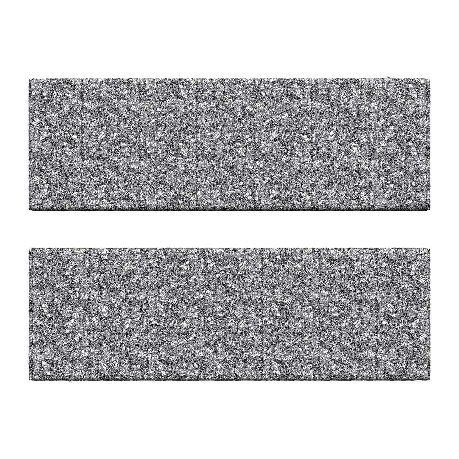 Ambesonne 2-Piece Leaf Bench Cushion Set - Black and White Floral Art Print Foam Seat Pads with Decorative Covers - Perfect for Patio, Garden, or Indoor Bench Seating