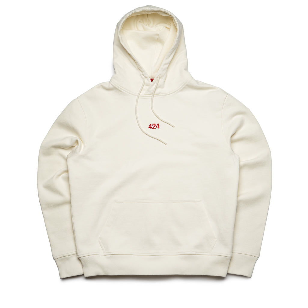 424 Hoodie for Men & Women - Soft Cotton Pullover Sweatshirt with Kangaroo Pocket - White - Perfect for Casual Wear, Street Style & Loungewear