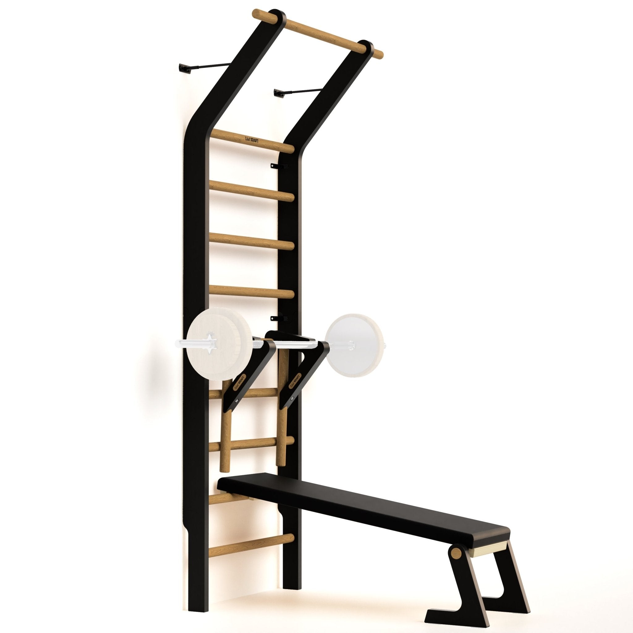 Classic Sprossenwall Fitness Bundle - Wooden Wall Bars with Accessories for Home Gym & Kids Playroom | Perfect for Strength Training, Gymnastics & Indoor Climbing