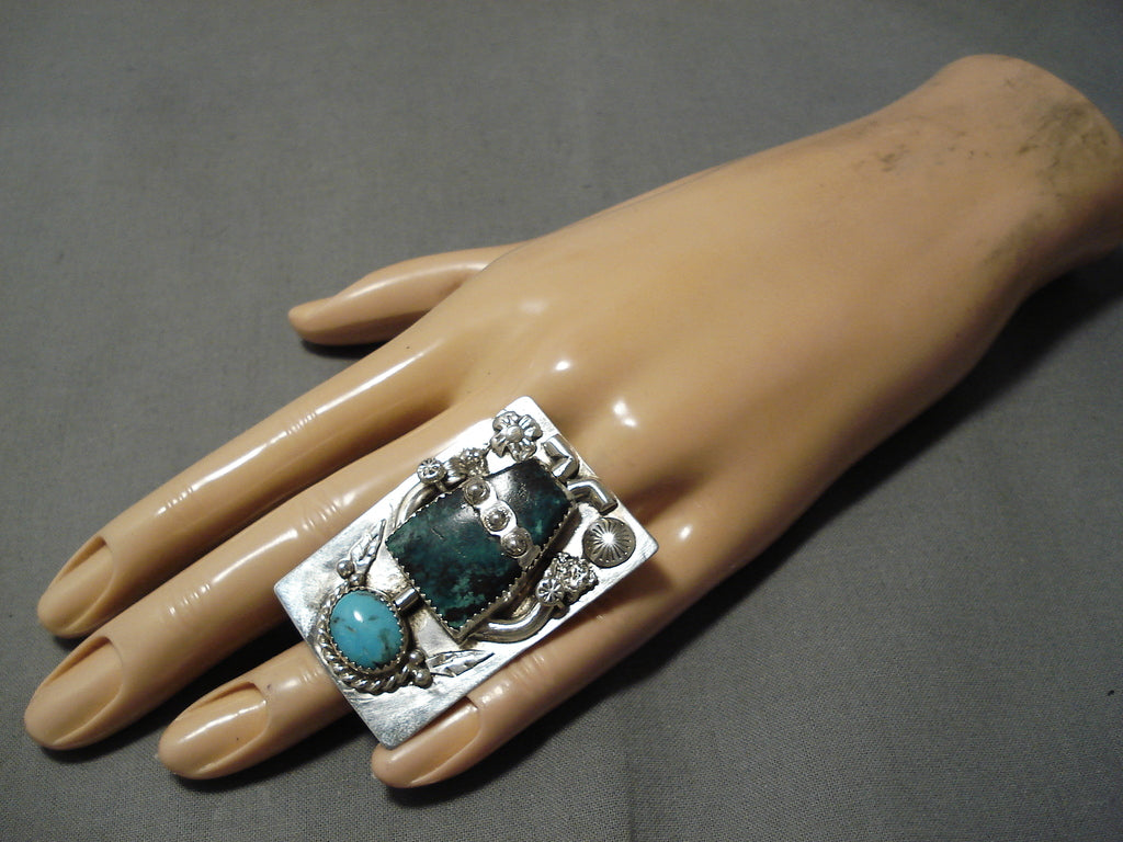 Vintage Navajo Blue Gem Turquoise Sterling Silver Ring for Women - Handmade Native American Jewelry for Boho, Western & Everyday Wear
