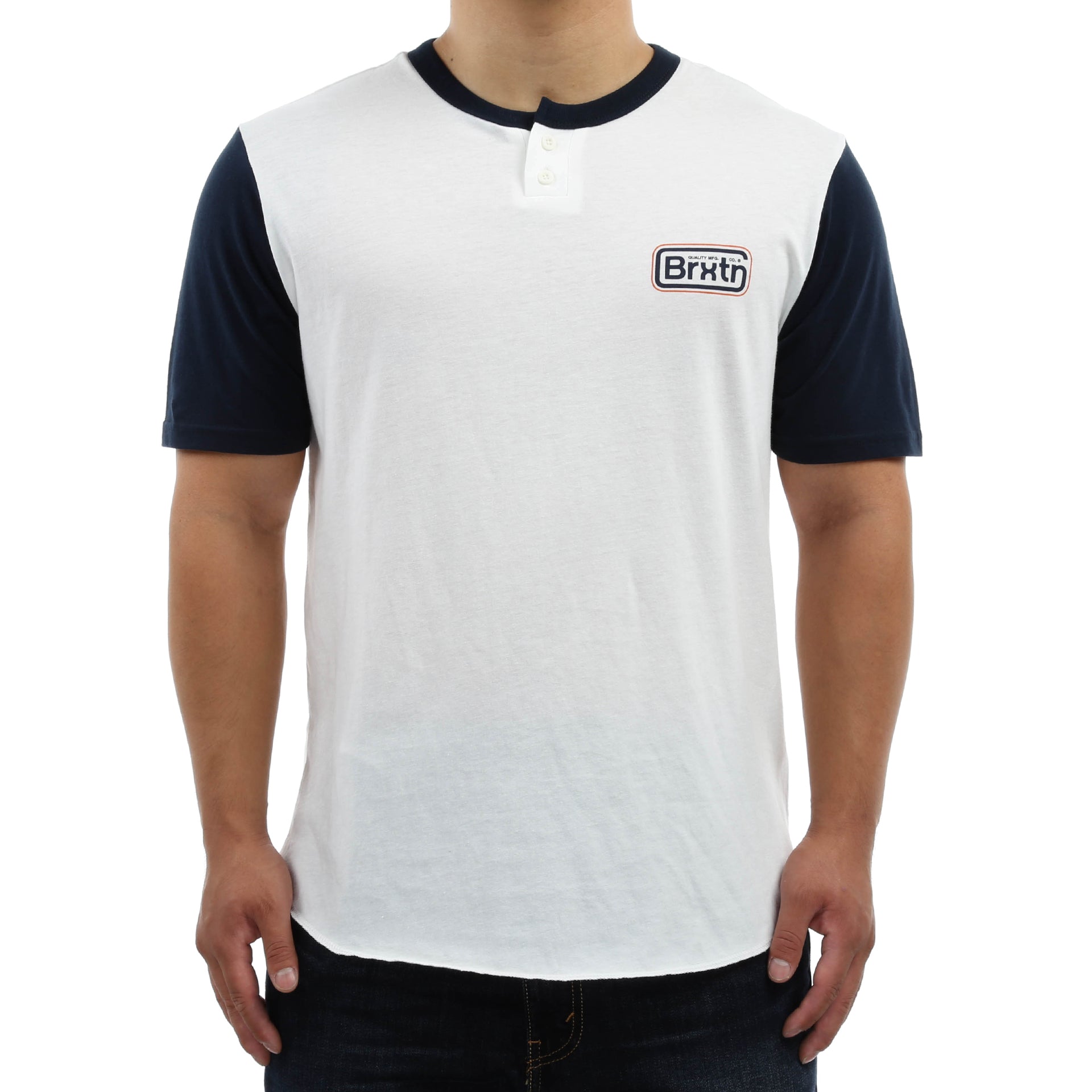 Brixton Springfield Short Sleeve Henley Shirt for Men - Off White - Casual Summer Wear & Outdoor Activities