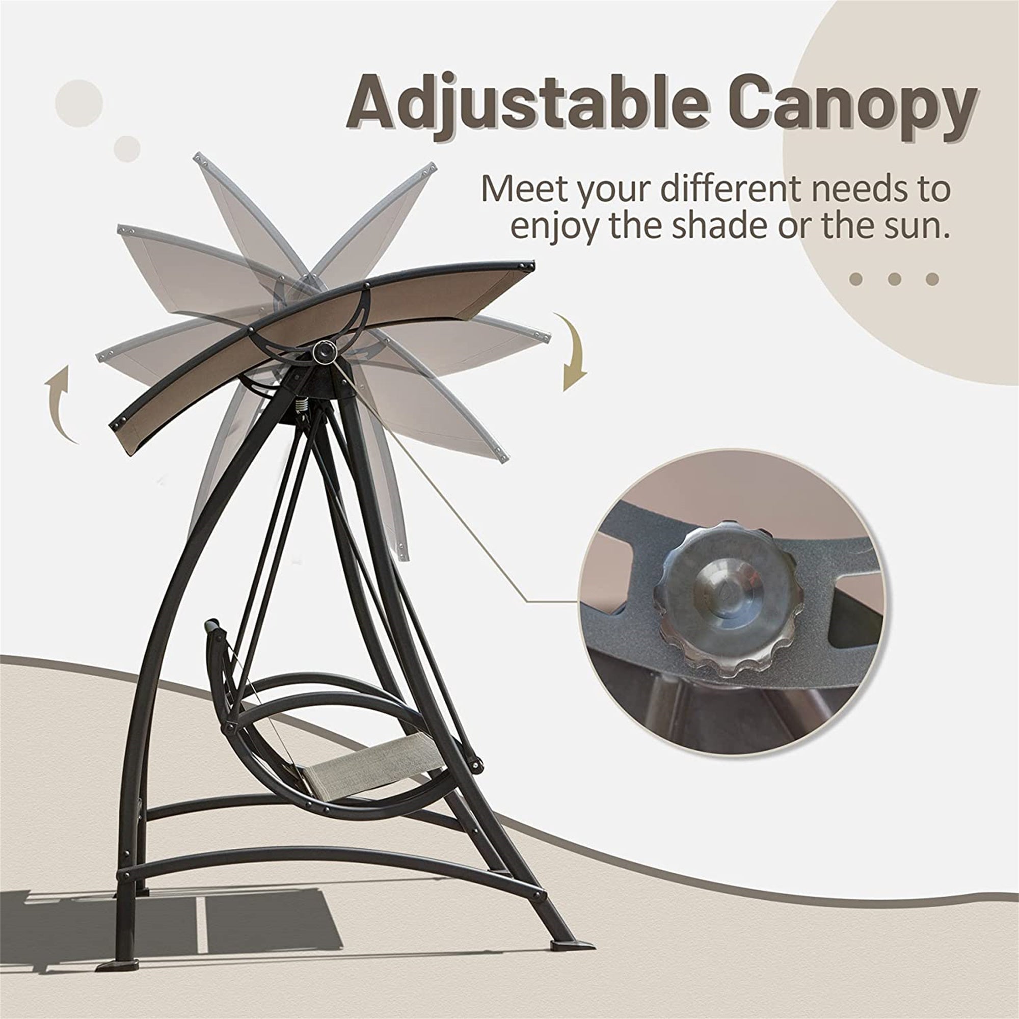 2 Seat Patio Swing Chair with Adjustable Canopy - Durable Steel Frame Outdoor Porch Swing - Perfect for Garden, Deck, Backyard & Relaxation - Weather-Resistant Glider for Comfortable Lounging