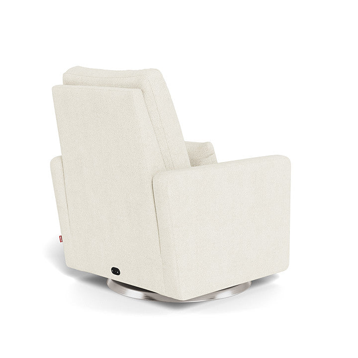Monte Design Quick Ship Matera Glider Recliner - Ivory Boucle Fabric with Brushed Silver Base | Modern Nursery, Living Room & Bedroom Comfort Chair for Relaxing & Nursing