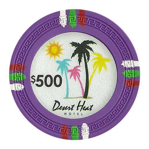 50 Desert Heat 14g Clay Poker Chips Set - Premium Casino Style Poker Chips for Texas Hold'em, Blackjack & Home Game Nights