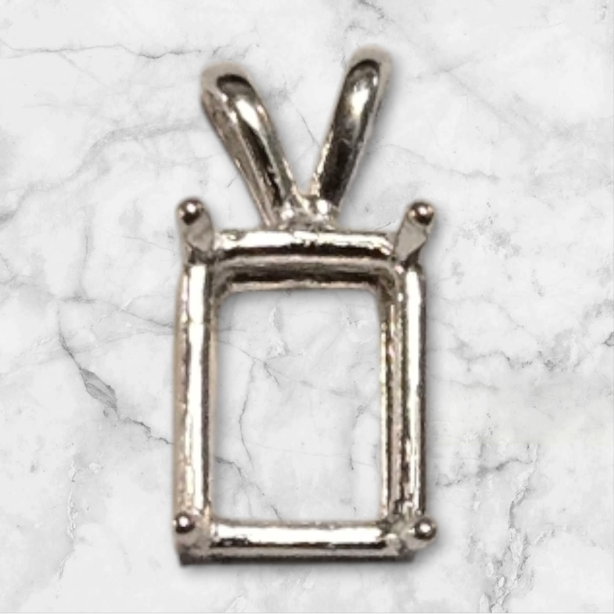 Emerald Cut Sterling Silver or 14K Gold Pendant Setting 5x3mm (30x22mm) - Handcrafted in USA - Perfect for Birthstone Jewelry, Anniversary Gifts & Custom Necklaces