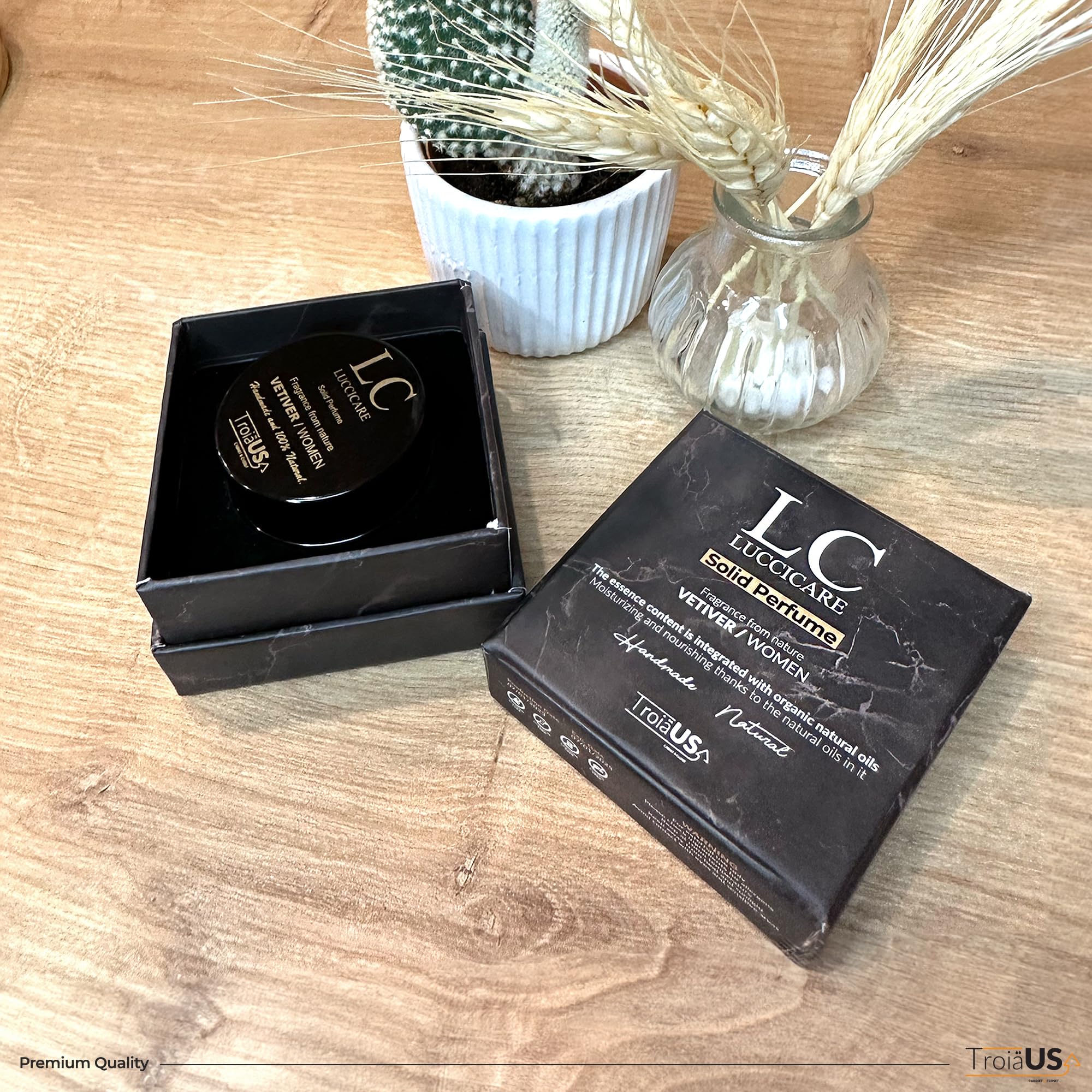 TROIA Solid Perfume for Women - Vetiver Scented Travel Size Cologne, Handmade Wax Perfume Stick (0.5oz/15g) - Perfect for Purse, Gym Bag & On-the-Go Fragrance Touch Ups