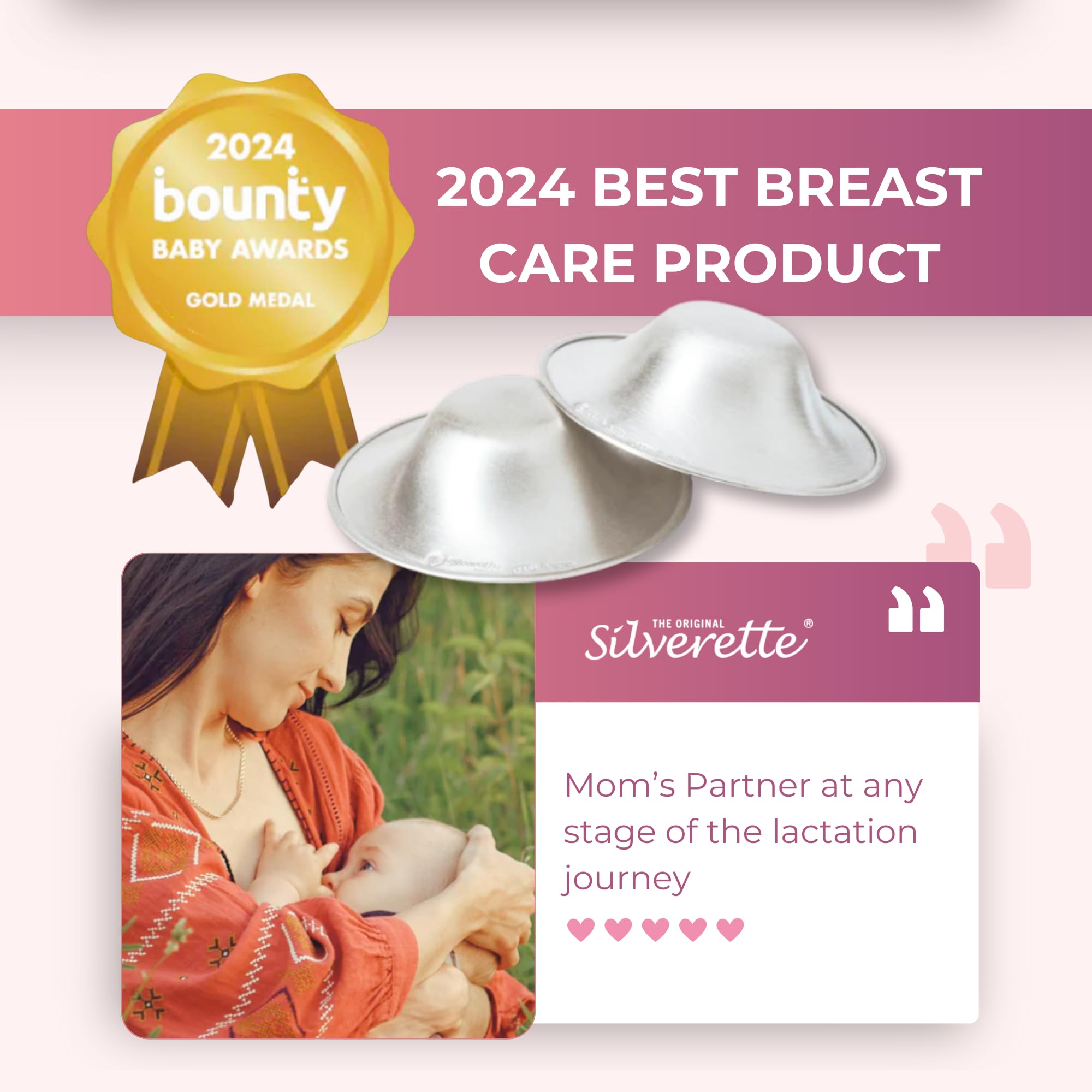 Original SILVERETTE Silver Nursing Cups for Breastfeeding - Soothe & Protect Sore Nipples - Made in Italy (XL + O-Ring) - Perfect for Postpartum Care & Nursing Comfort