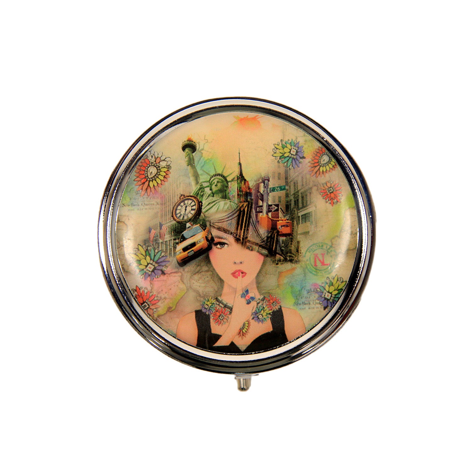 NL Signature Round Pill Case (Large) - Durable Travel Medicine Organizer for Daily Use at Home or On the Go